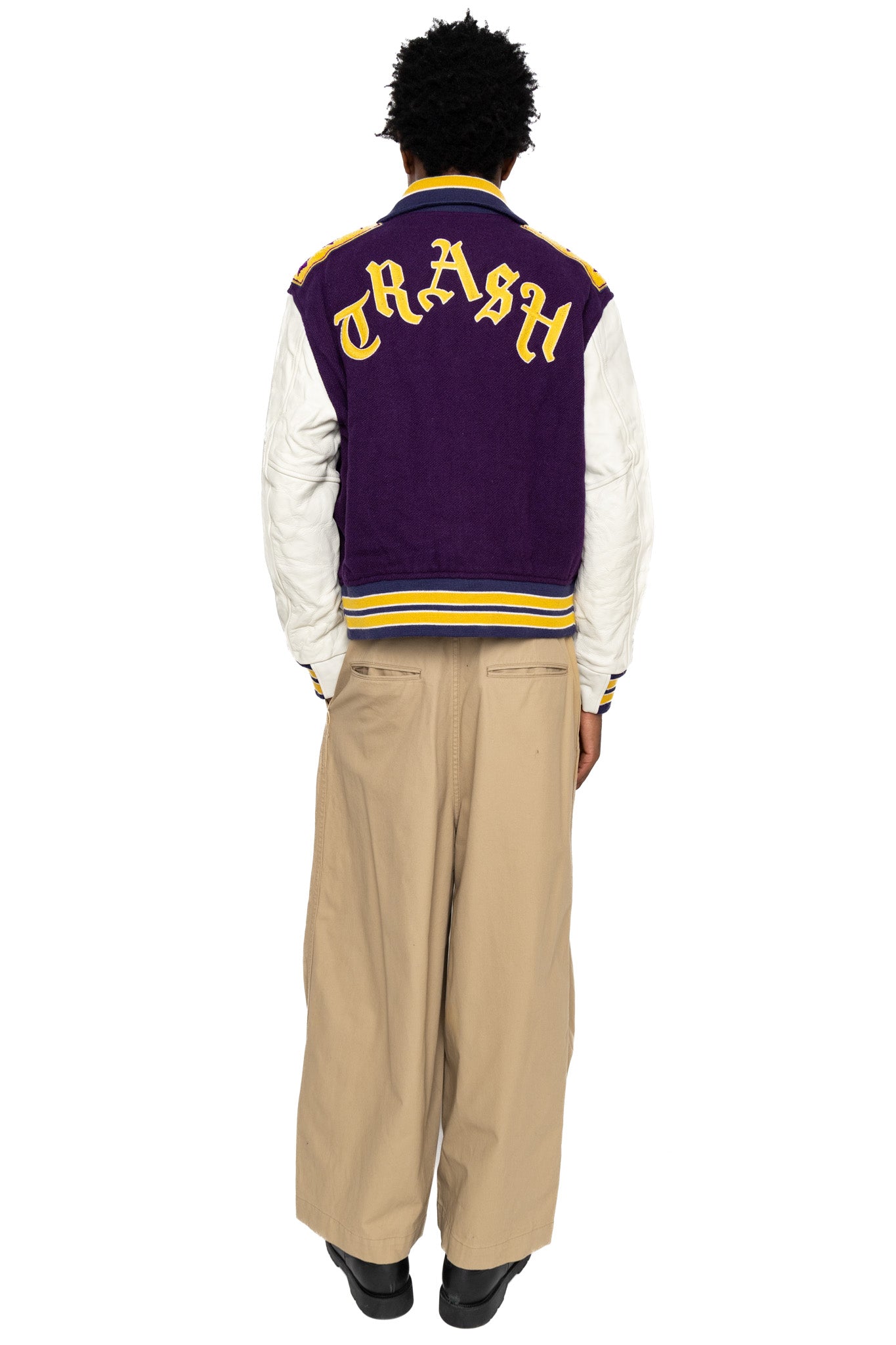 Lettered Jacket Wool Melton - Purple