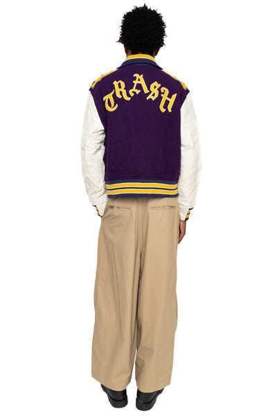 Lettered Jacket Wool Melton - Purple
