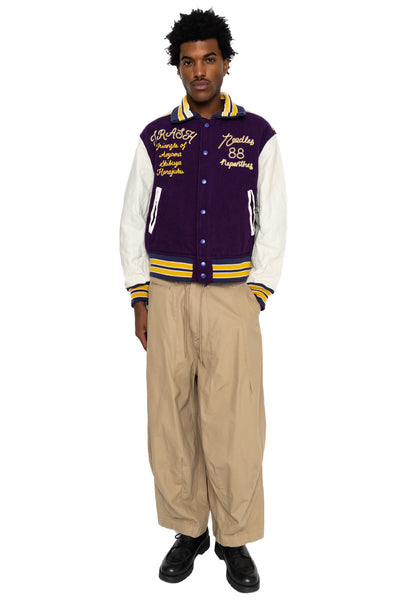 Lettered Jacket Wool Melton - Purple