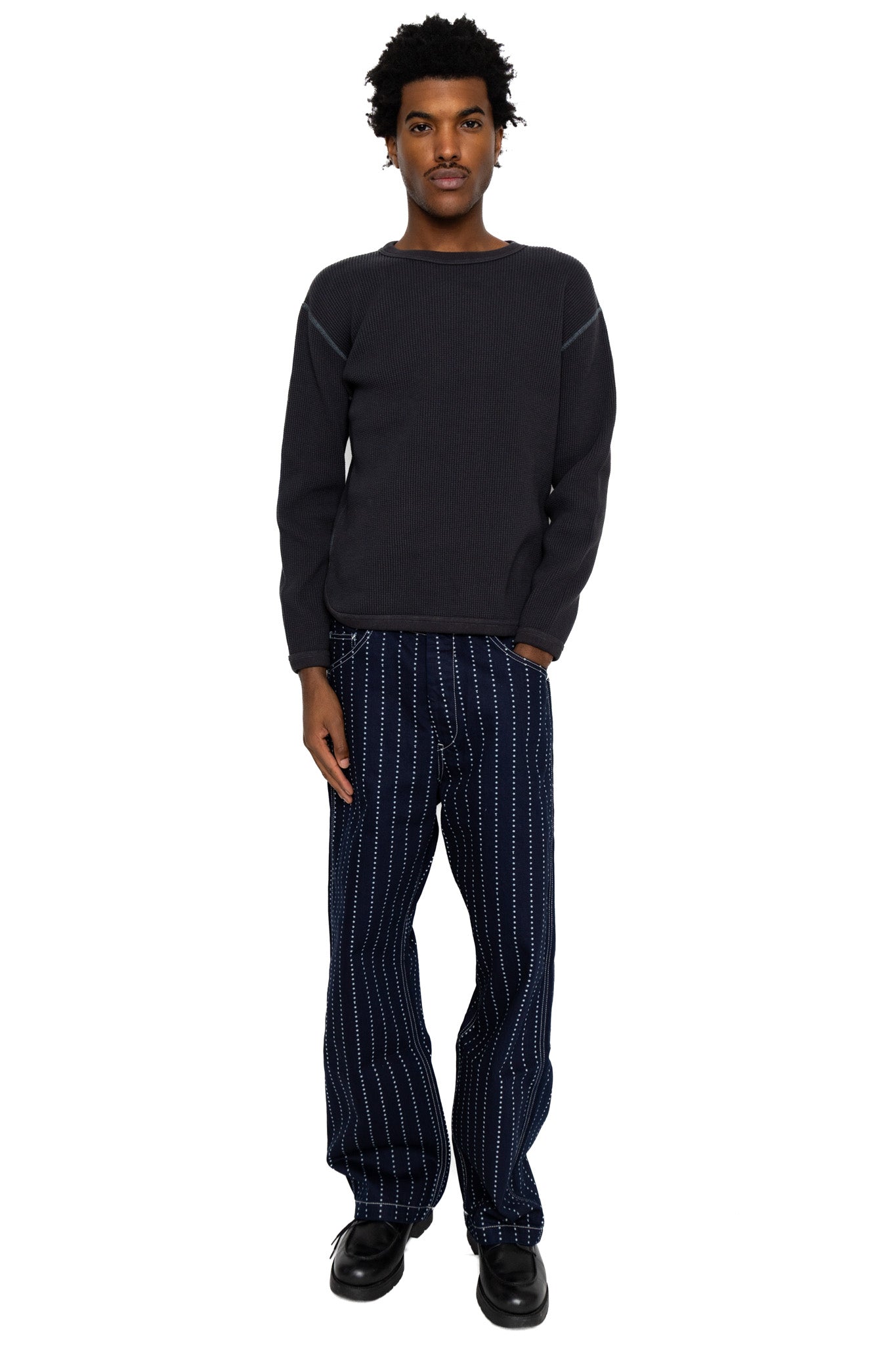 Heavyweight Waffle L/S T-Shirt - Ink Black