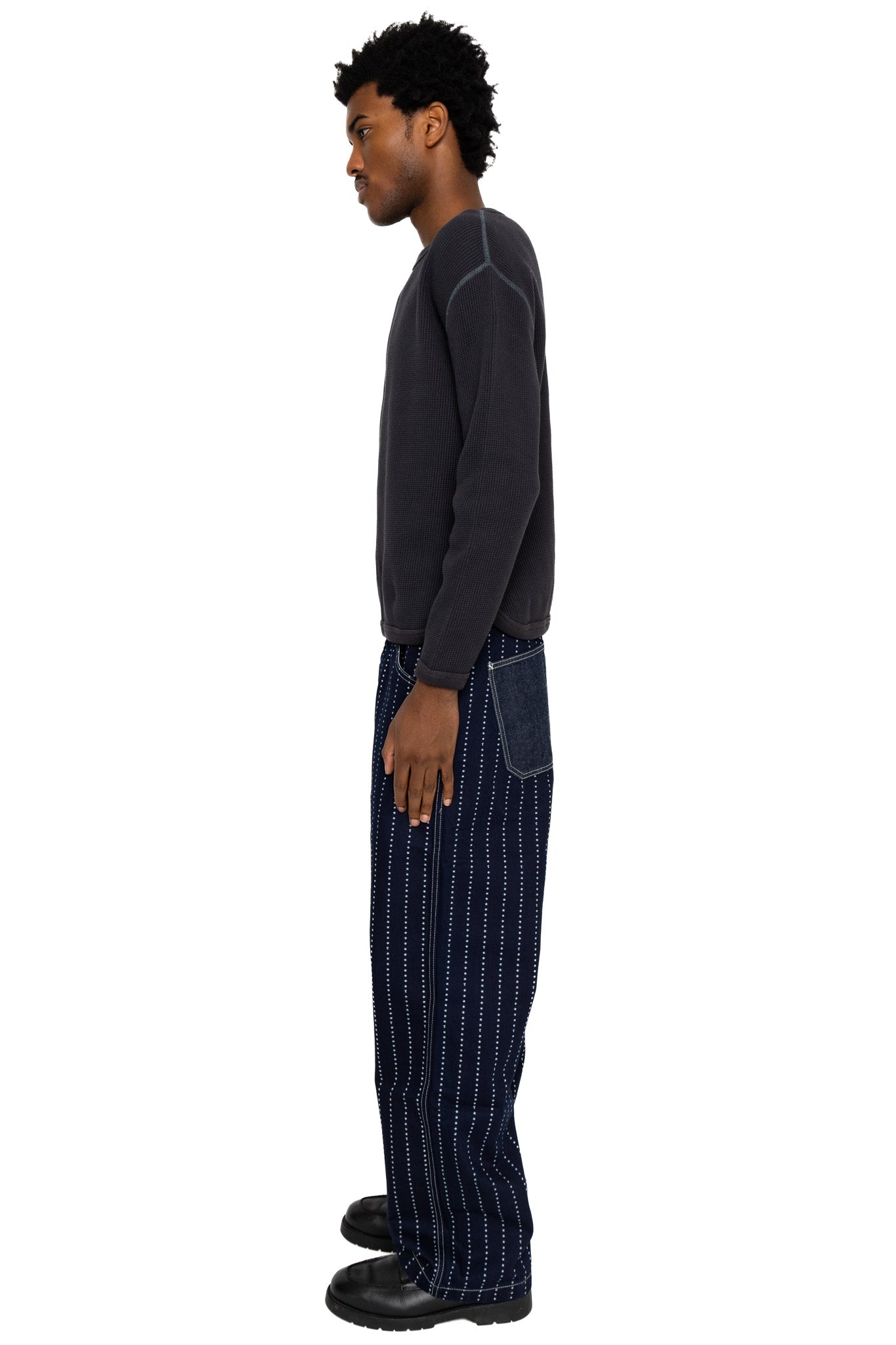 Heavyweight Waffle L/S T-Shirt - Ink Black