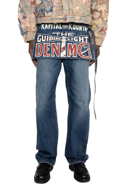 13oz Denim Damaged Short AD Apron (GUIDING LIGHTpt) - Faded