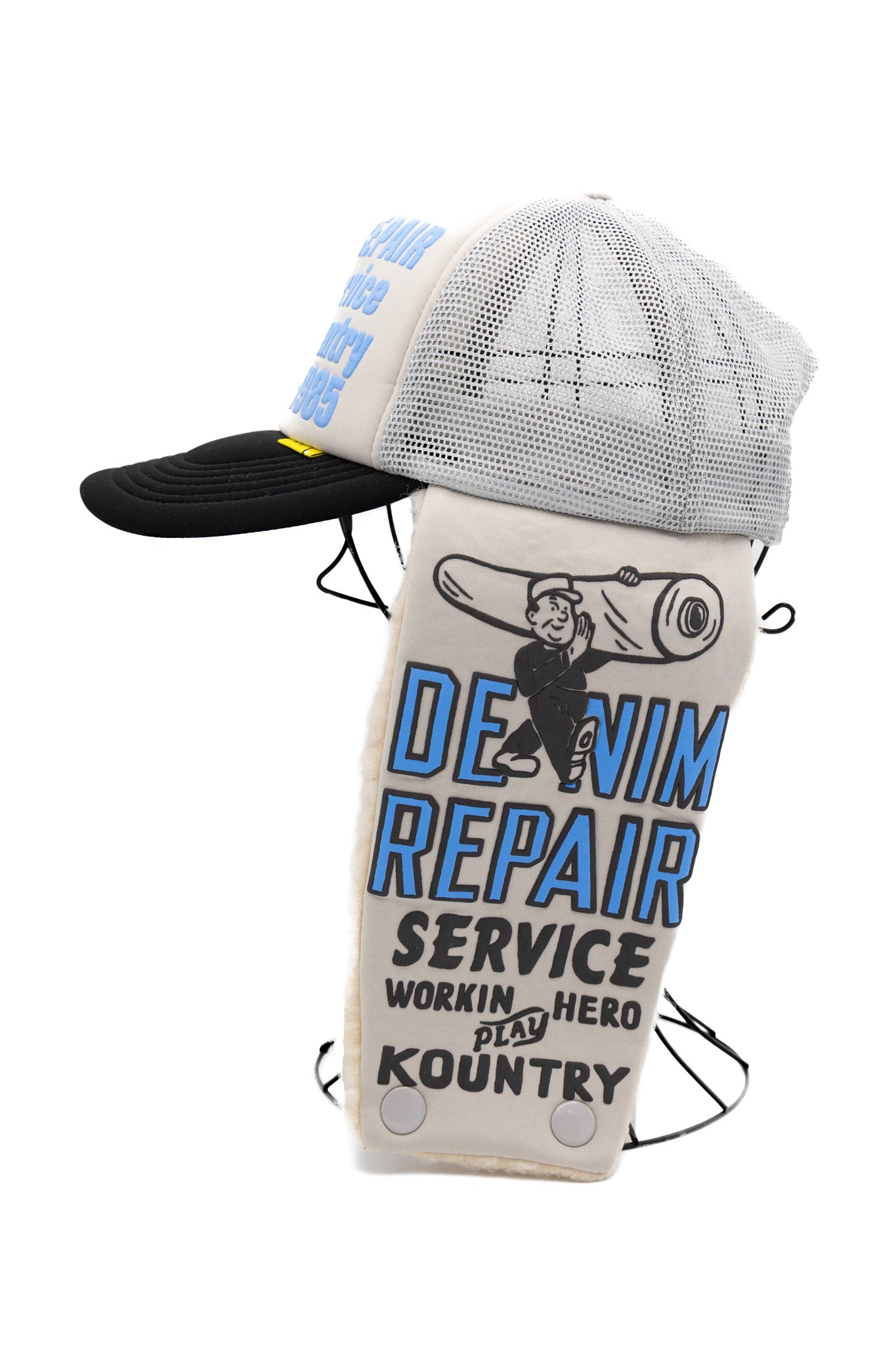 DENIM REPAIR SERVICE LUMBER Trucker Cap - Grey x Black