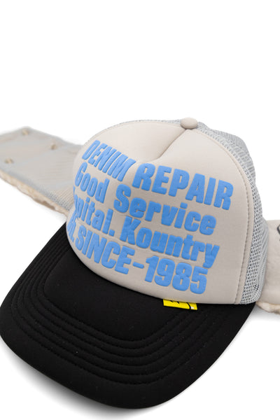 DENIM REPAIR SERVICE LUMBER Trucker Cap - Grey x Black