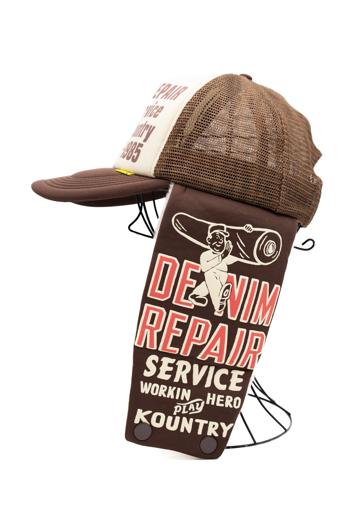 DENIM REPAIR SERVICE LUMBER Trucker Cap - Ecru x Brown