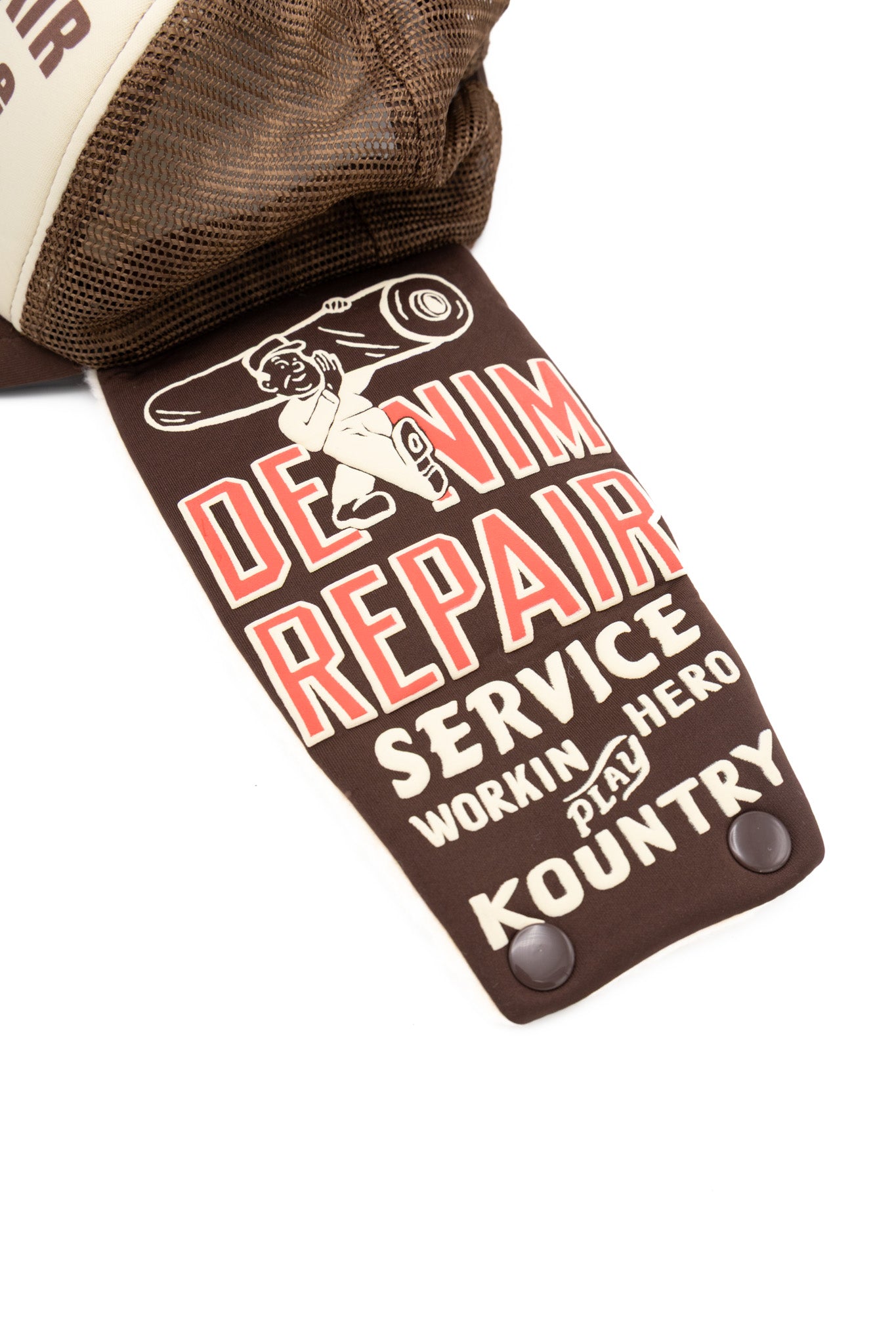 DENIM REPAIR SERVICE LUMBER Trucker Cap - Ecru x Brown