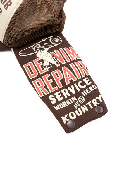 DENIM REPAIR SERVICE LUMBER Trucker Cap - Ecru x Brown