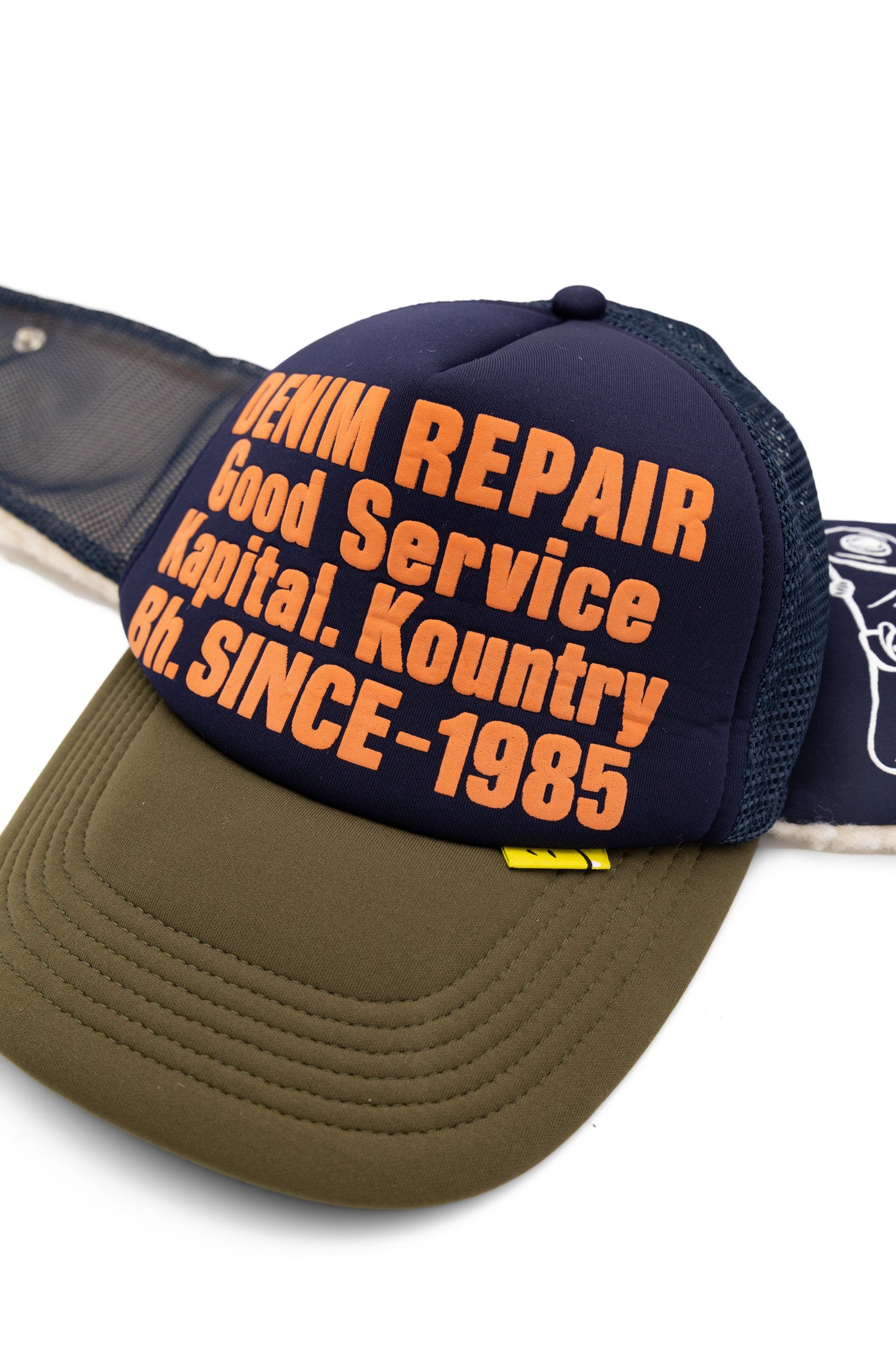 DENIM REPAIR SERVICE LUMBER Trucker Cap - Navy x Khaki