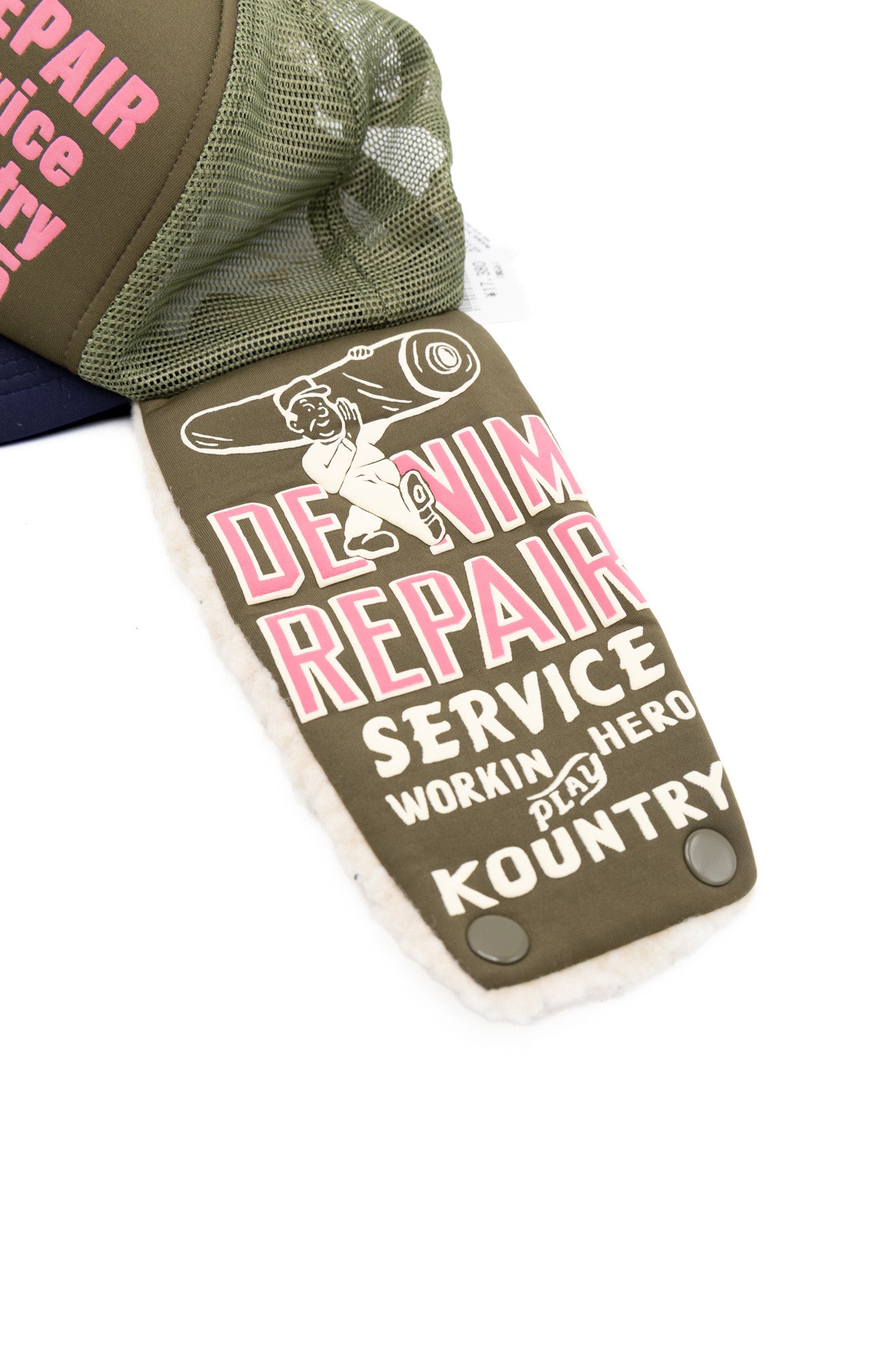 DENIM REPAIR SERVICE LUMBER Trucker Cap - Khaki x Navy
