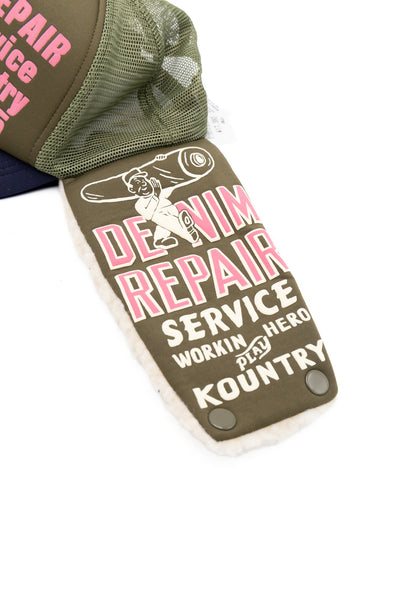 DENIM REPAIR SERVICE LUMBER Trucker Cap - Khaki x Navy