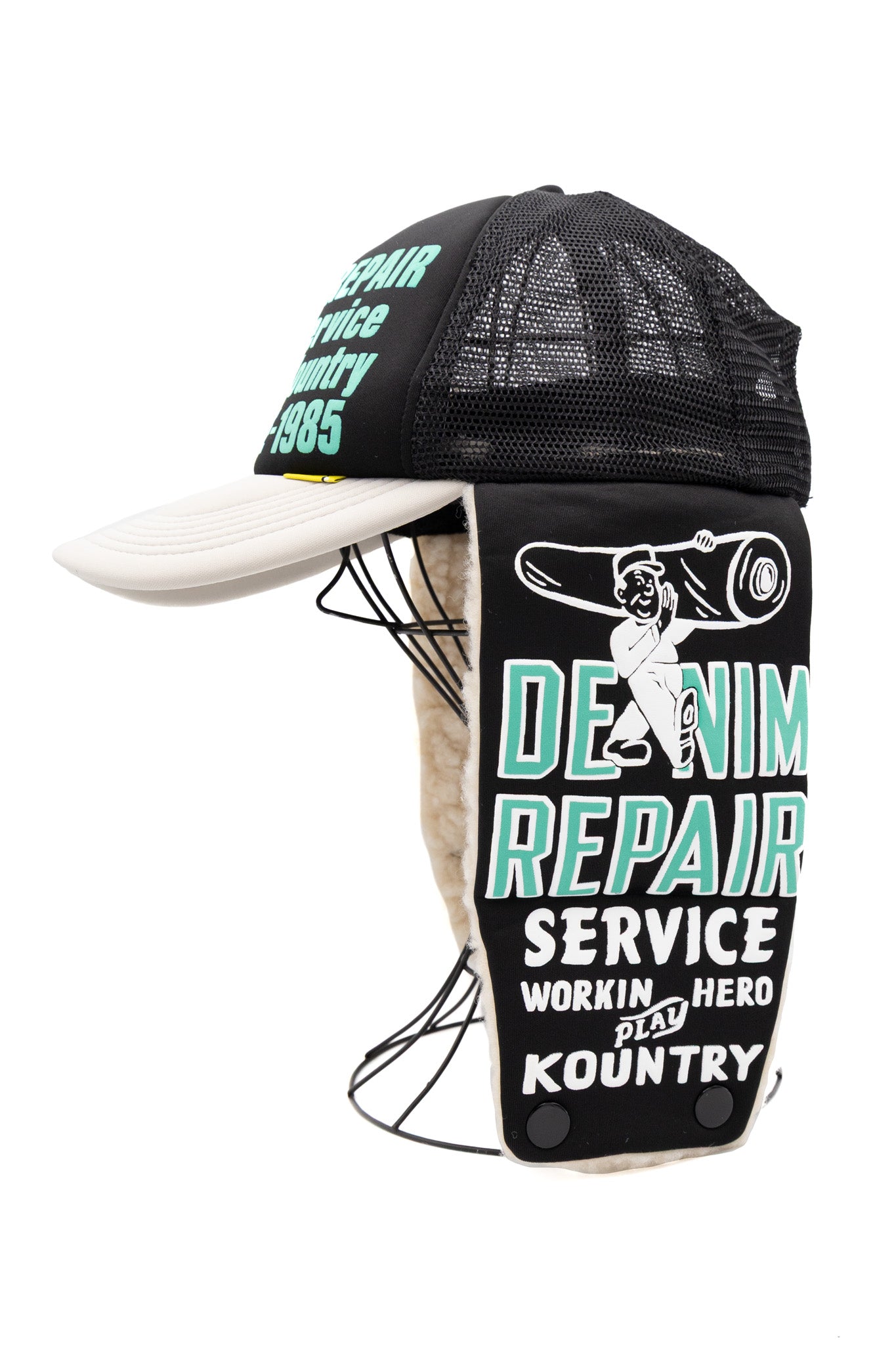 DENIM REPAIR SERVICE LUMBER Trucker Cap - Black x Grey