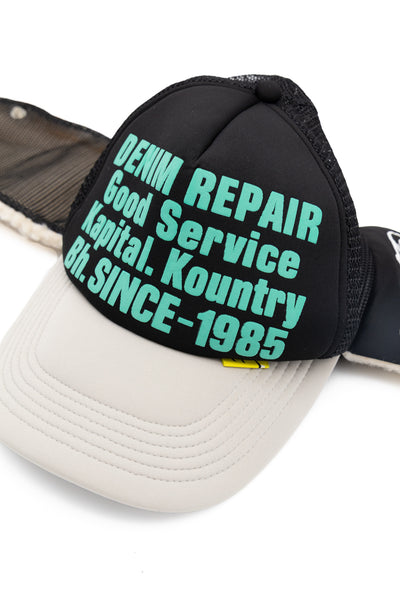 DENIM REPAIR SERVICE LUMBER Trucker Cap - Black x Grey