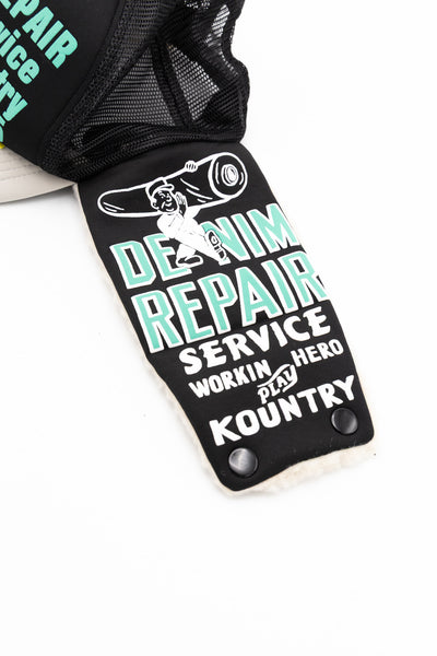 DENIM REPAIR SERVICE LUMBER Trucker Cap - Black x Grey