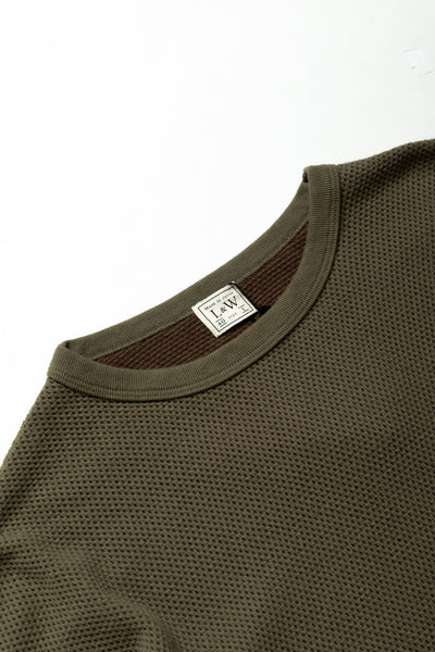 Double Face Hex Honeycomb Crewneck Thermal - A. Olive