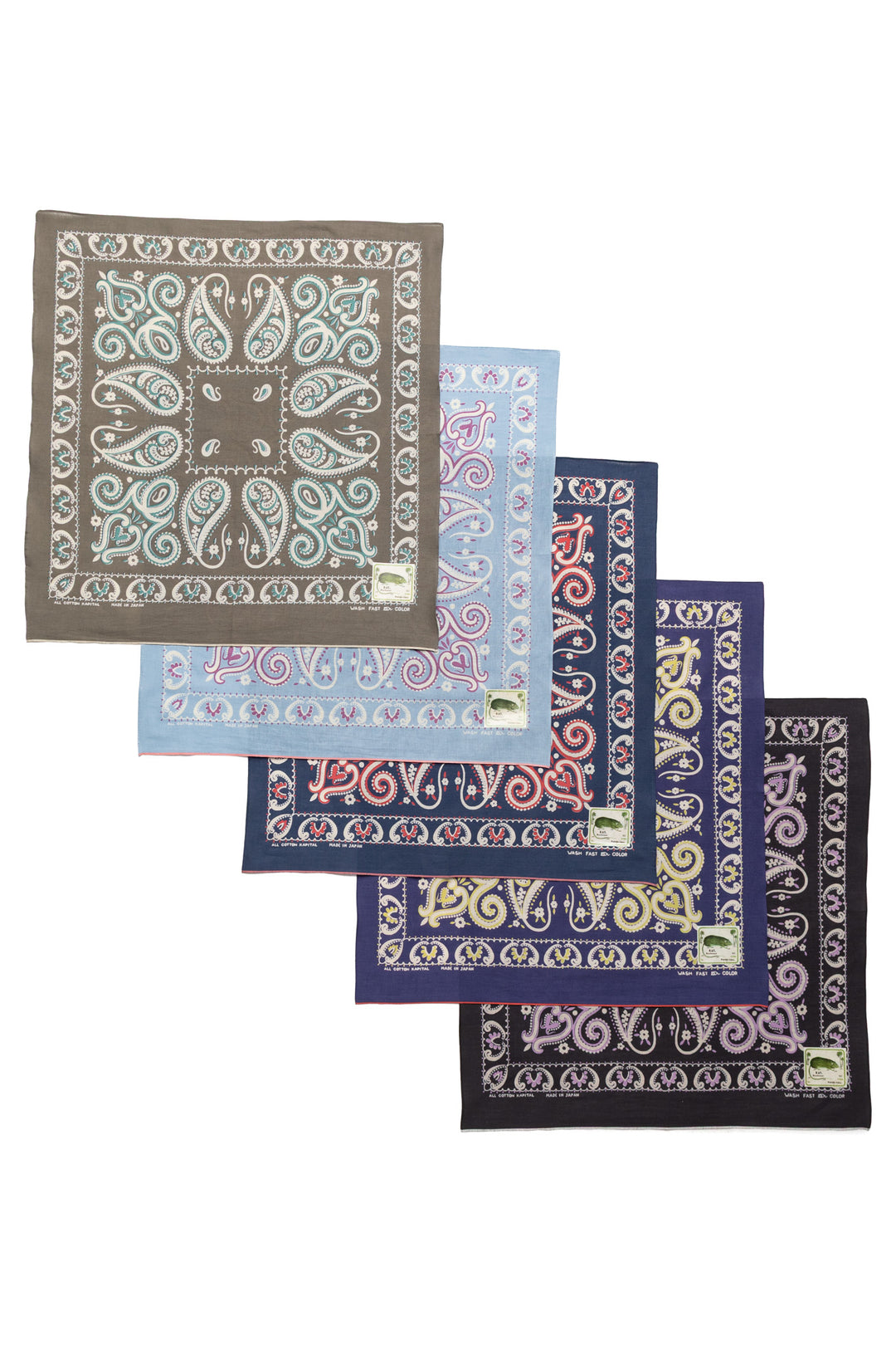 Kapital Fastcolor Selvedge Bandana (Paisley) 20x20 – BLUE IN GREEN