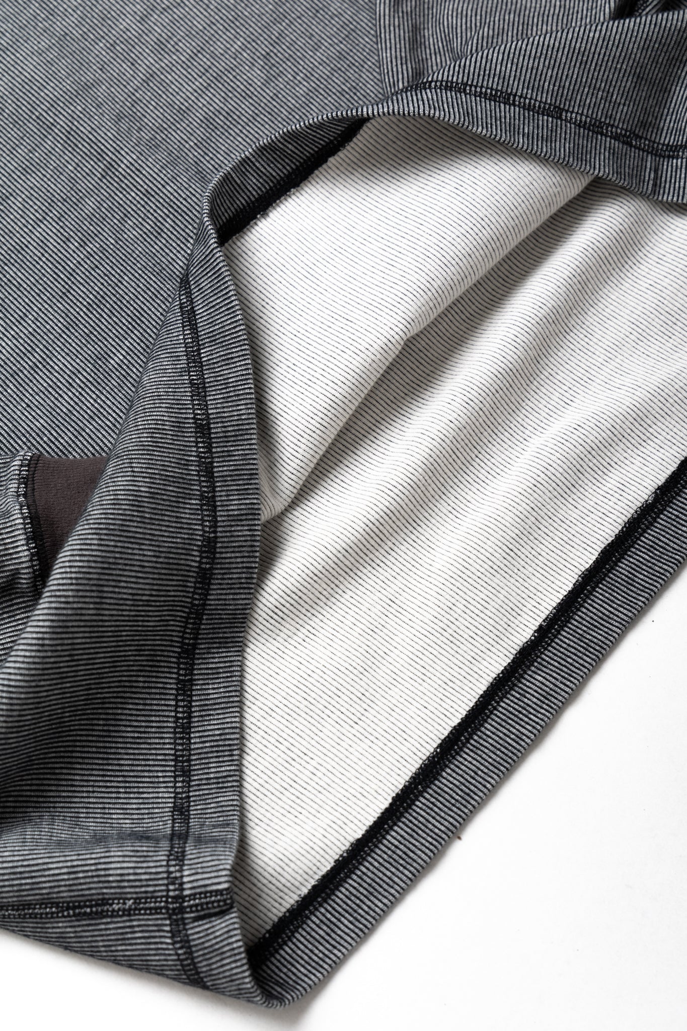 Double Face Vintage Pinstripe Rib Knit L/S Henley - N. Black