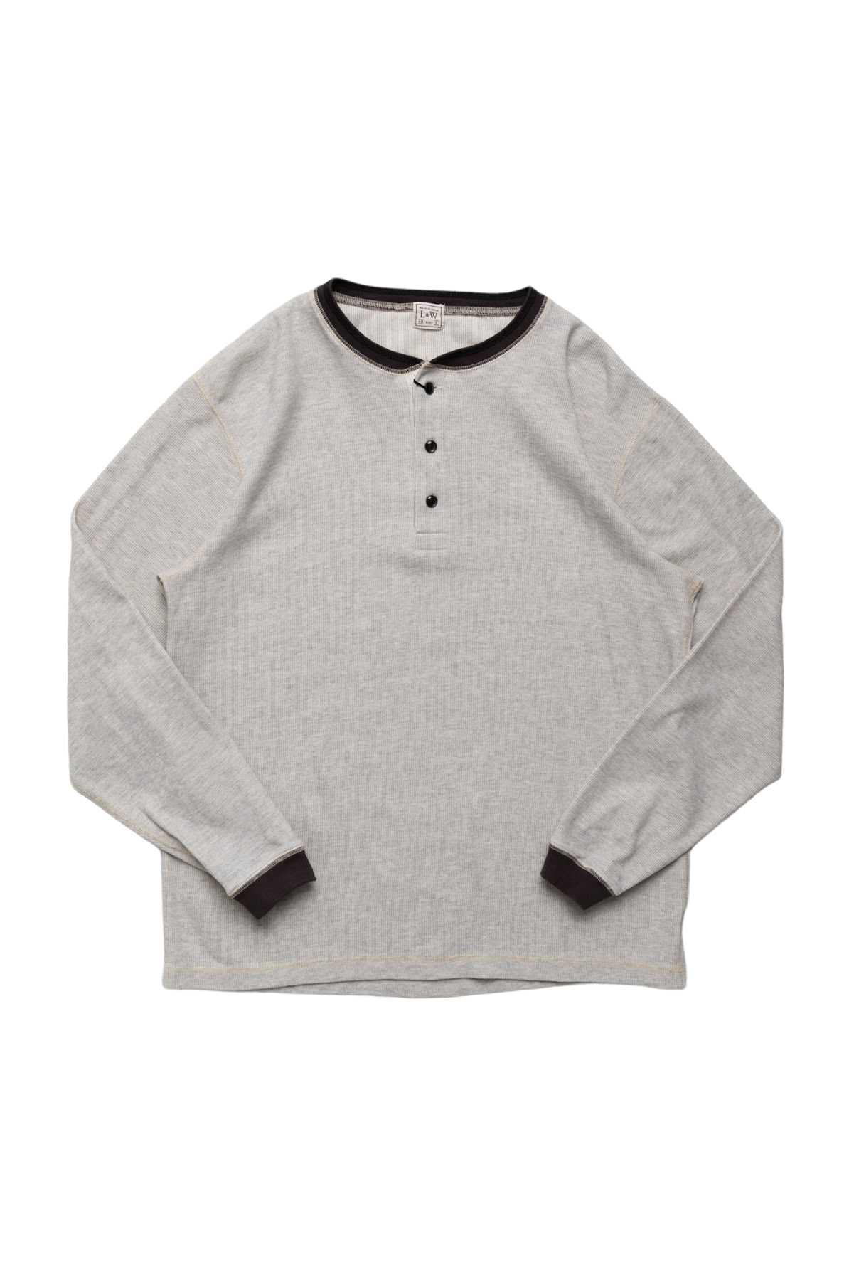 Double Face Vintage Pinstripe Rib Knit L/S Henley - F. Grey 2Tone