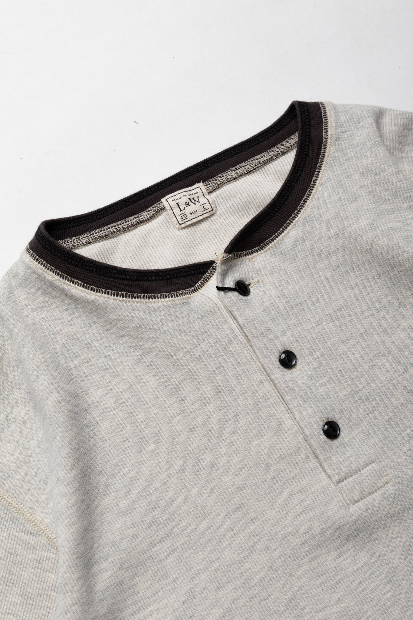 Double Face Vintage Pinstripe Rib Knit L/S Henley - F. Grey 2Tone