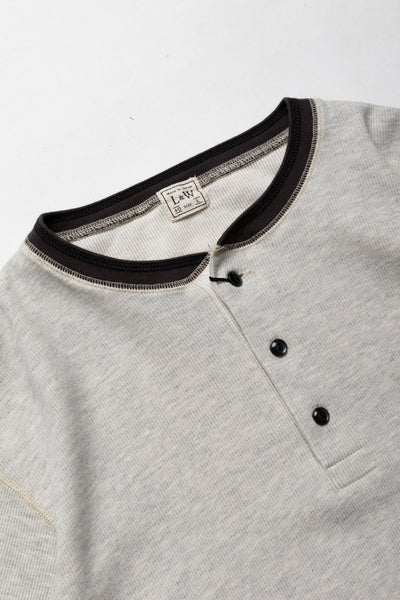 Double Face Vintage Pinstripe Rib Knit L/S Henley - F. Grey 2Tone