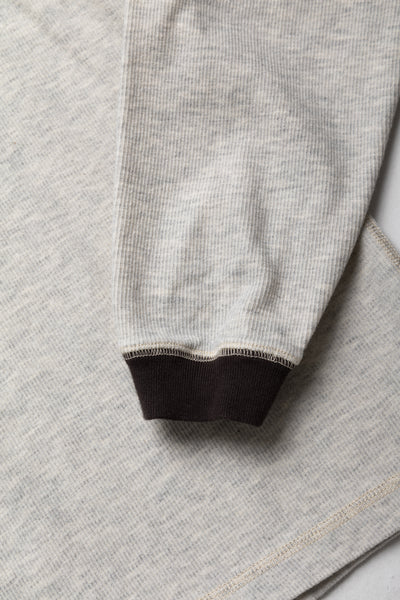 Double Face Vintage Pinstripe Rib Knit L/S Henley - F. Grey 2Tone