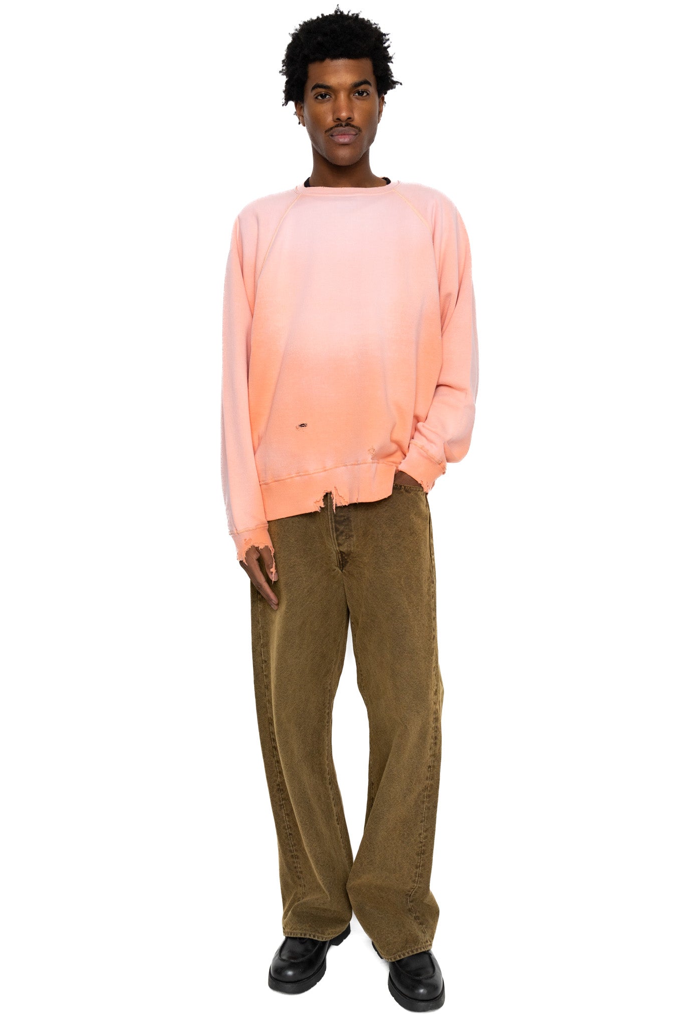 Fading Raglan Sleeve Sweatshirt - Salmon Pink