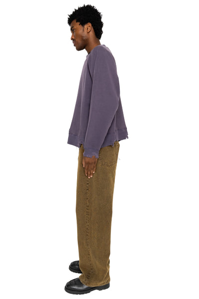 Fading Raglan Sleeve Sweatshirt - Egg Plant