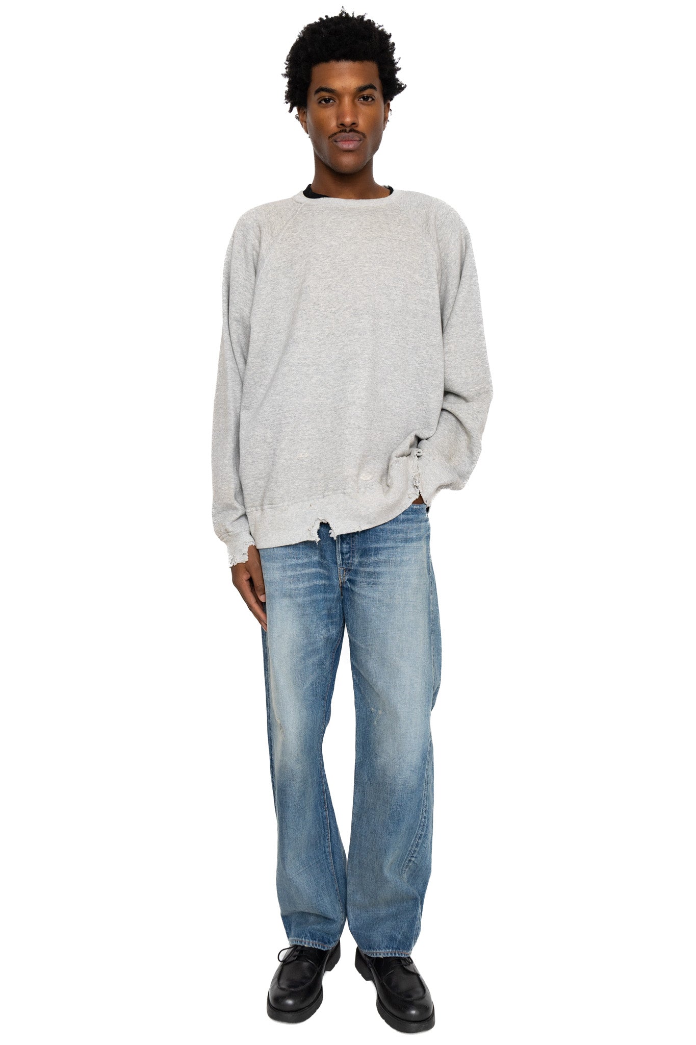 Fading Raglan Sleeve Sweatshirt - Heather Grey