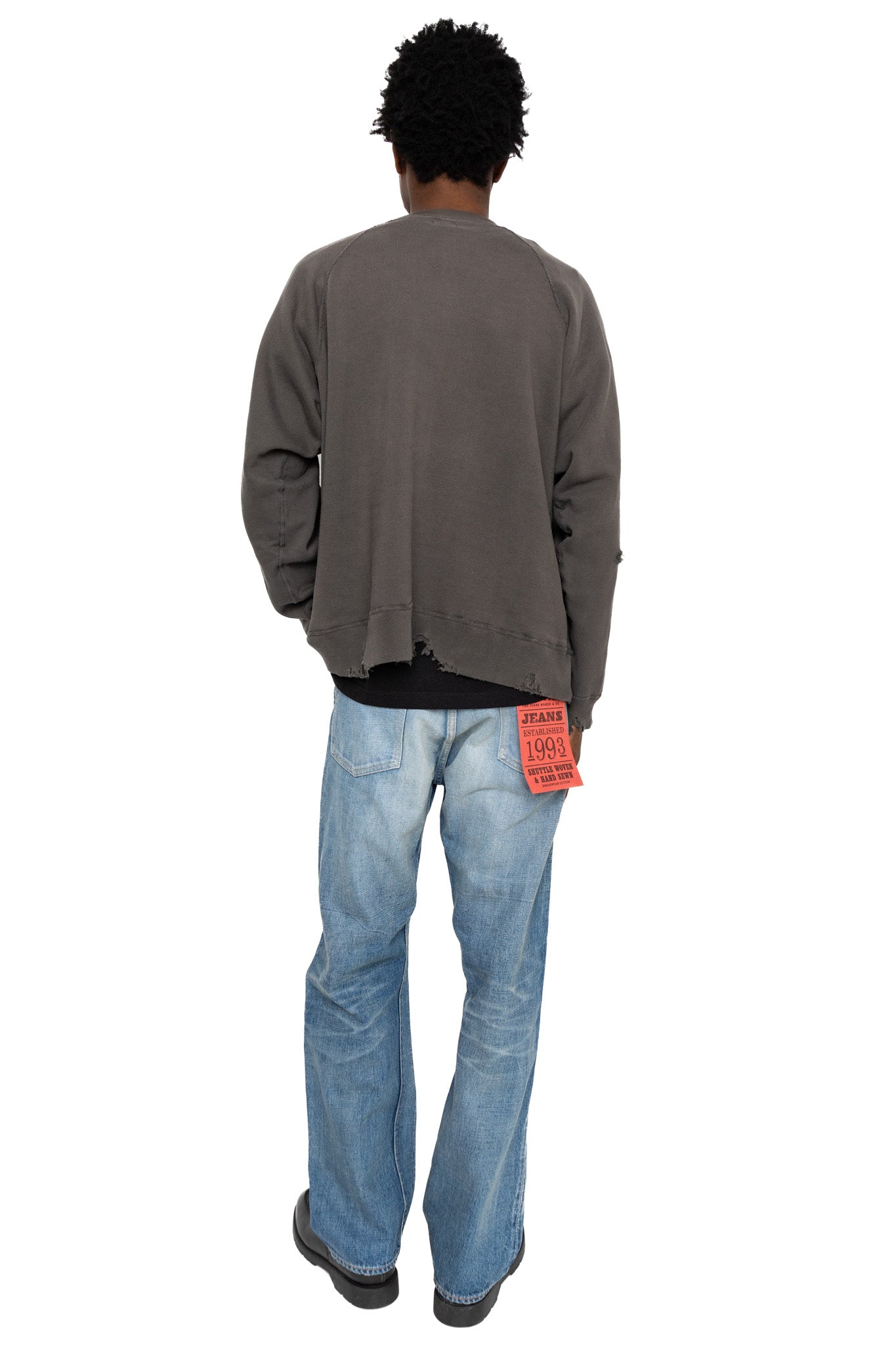 Fading Raglan Sleeve Sweatshirt - Black