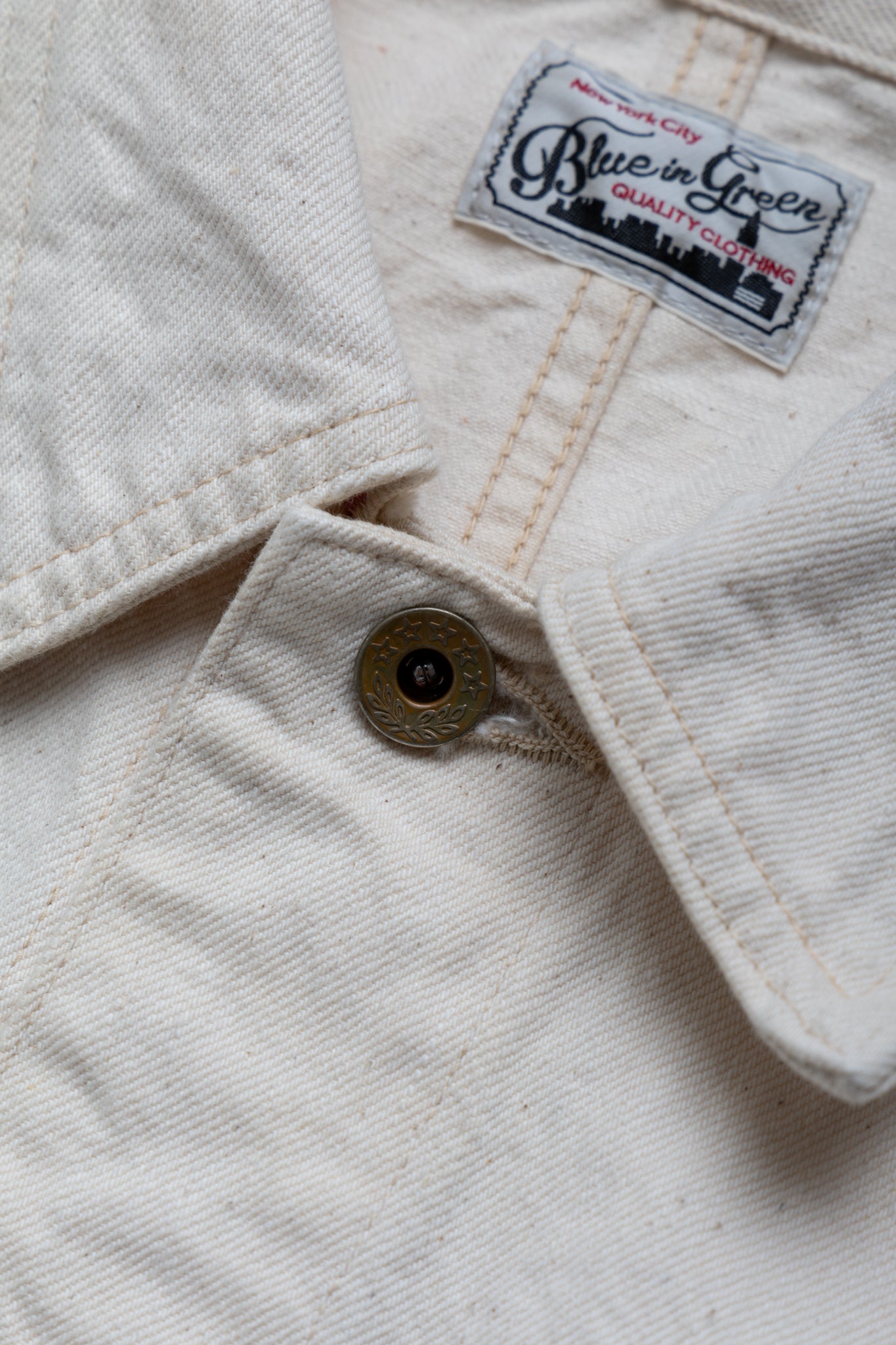Ecru Denim Chore Jacket - Blue in Green Exclusive