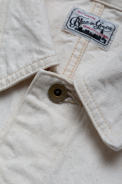 Ecru Denim Chore Jacket - Blue in Green Exclusive