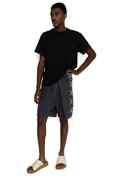 14oz Black Denim EASY RANCH GO Shorts - Faded Black