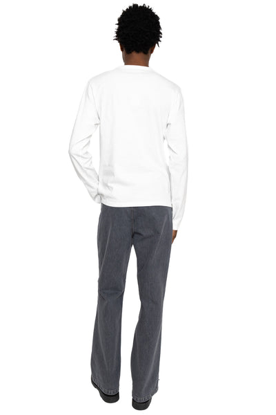 20/- Jersey Crewneck Long Sleeve T (Curtain Concho) - White