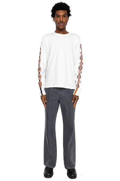 20/-Jersey Long Sleeve T (Concho Belt Sleeve) - White