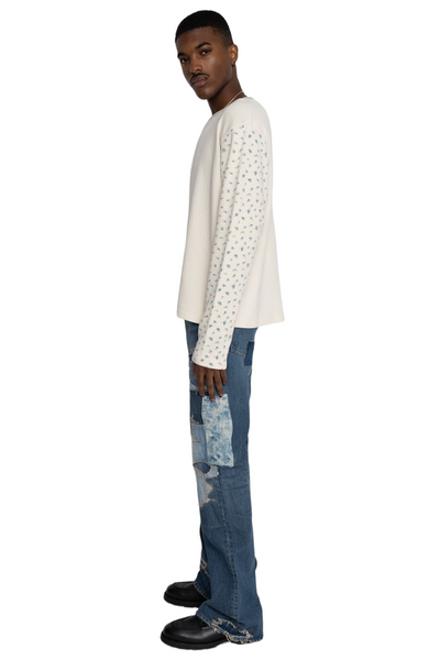 Waffle Jersey Callico Print Crew Long Sleeve T - Pink