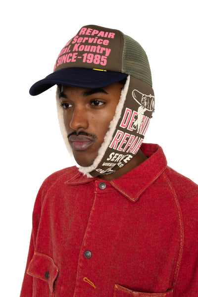 DENIM REPAIR SERVICE LUMBER Trucker Cap - Khaki x Navy