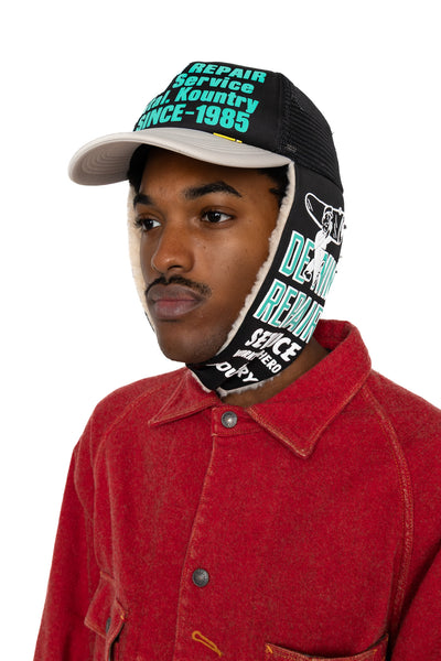 DENIM REPAIR SERVICE LUMBER Trucker Cap - Black x Grey