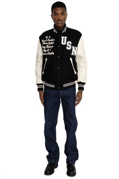 BUZZ RICKSON'S × PEANUTS 30oz. Wool Melton Award Jacket - Black