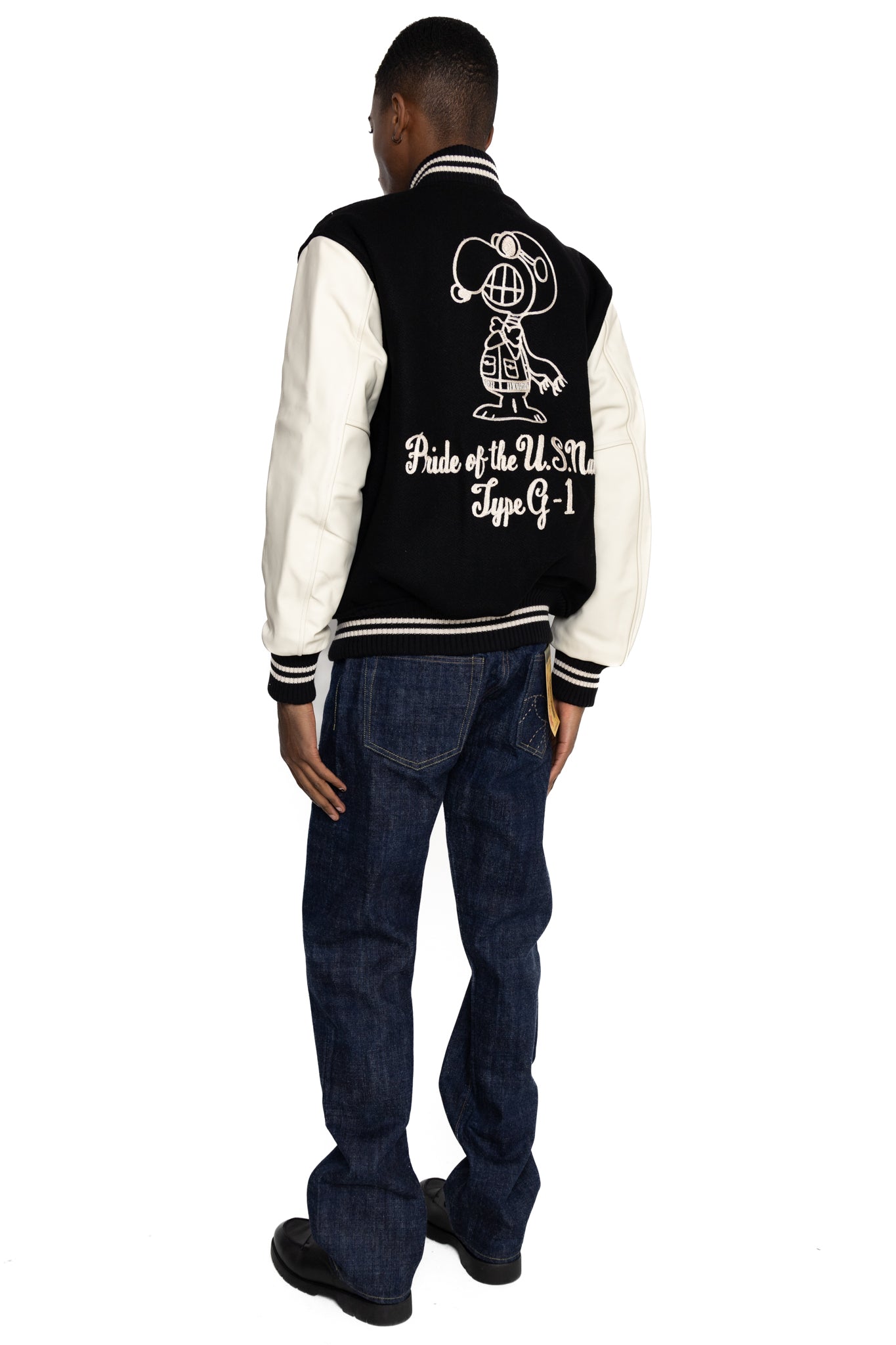 BUZZ RICKSON'S × PEANUTS 30oz. Wool Melton Award Jacket - Black