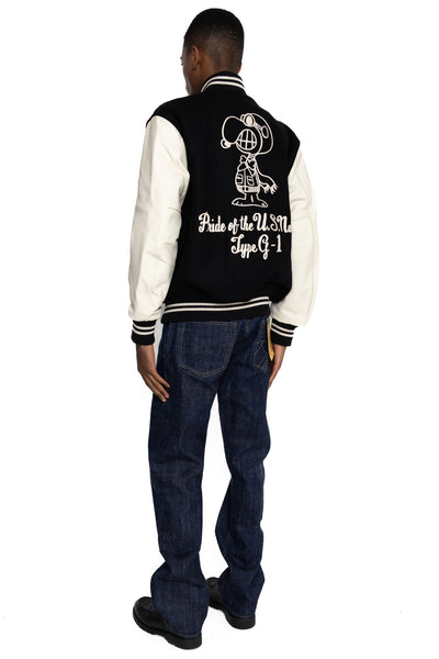 BUZZ RICKSON'S × PEANUTS 30oz. Wool Melton Award Jacket - Black