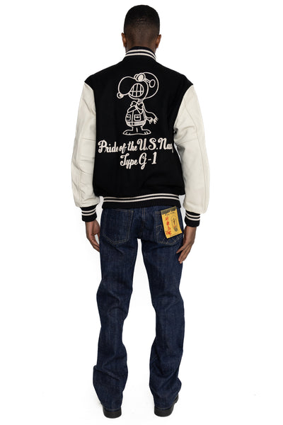 BUZZ RICKSON'S × PEANUTS 30oz. Wool Melton Award Jacket - Black