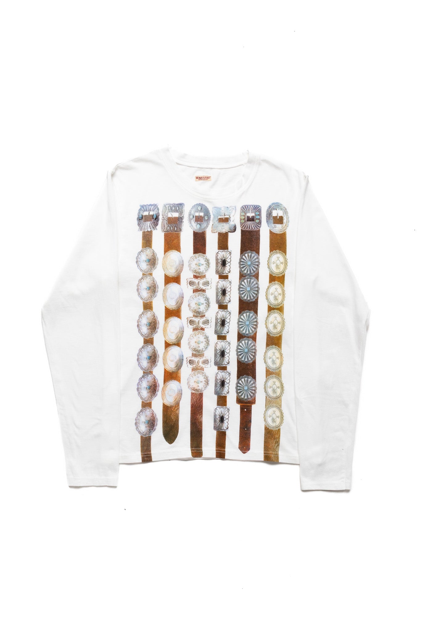 20/- Jersey Crewneck Long Sleeve T (Curtain Concho) - White