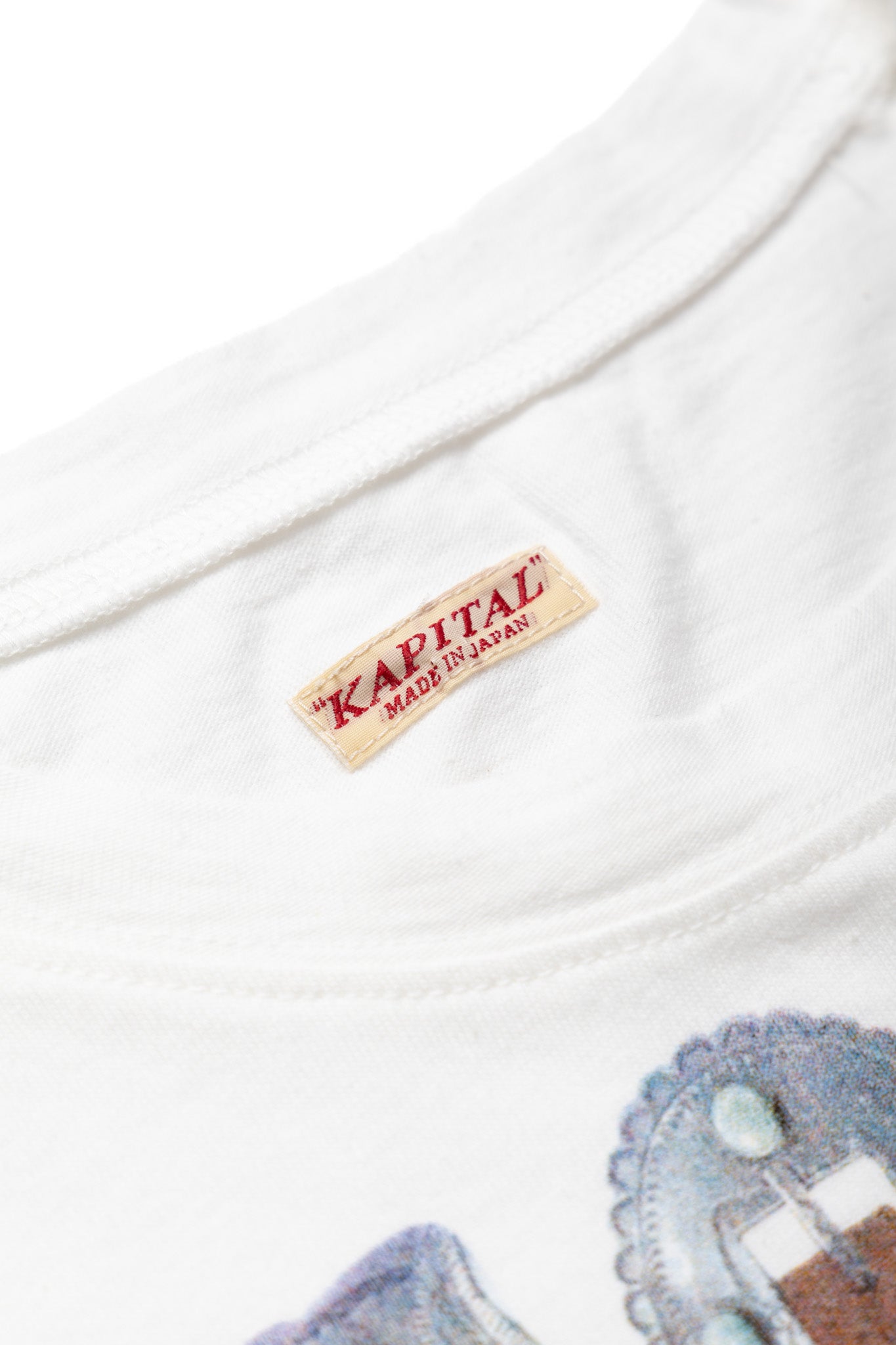 20/- Jersey Crewneck Long Sleeve T (Curtain Concho) - White