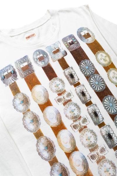 20/- Jersey Crewneck Long Sleeve T (Curtain Concho) - White