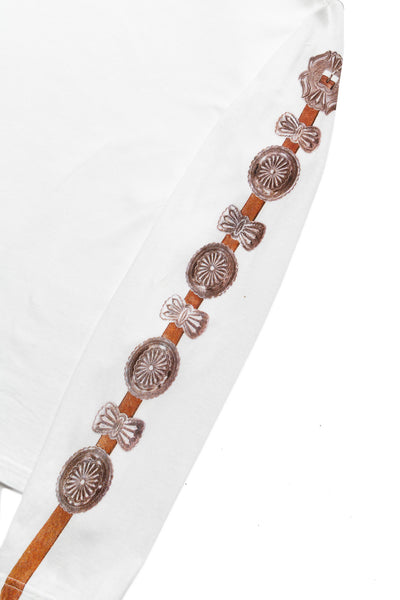 20/-Jersey Long Sleeve T (Concho Belt Sleeve) - White