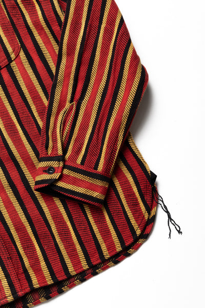 "Drunk" Stripe Flannel Shirt - Red