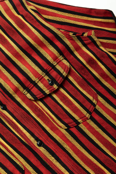 "Drunk" Stripe Flannel Shirt - Red