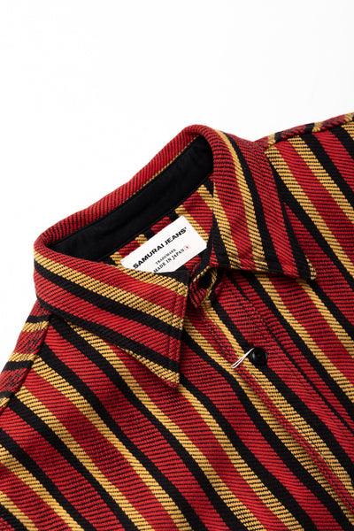"Drunk" Stripe Flannel Shirt - Red
