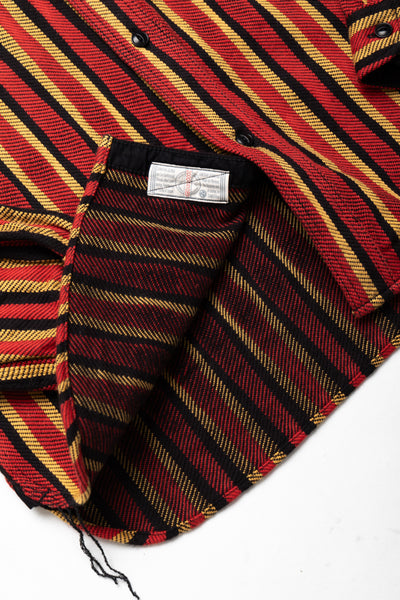 "Drunk" Stripe Flannel Shirt - Red