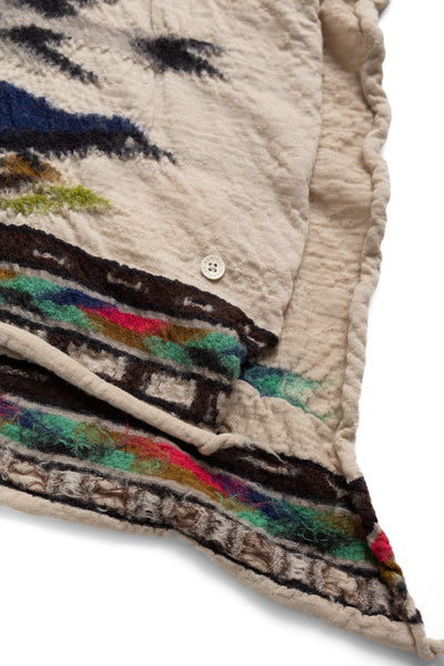 Fulling Wool HAPPY Scarf BIRD TREE - Beige