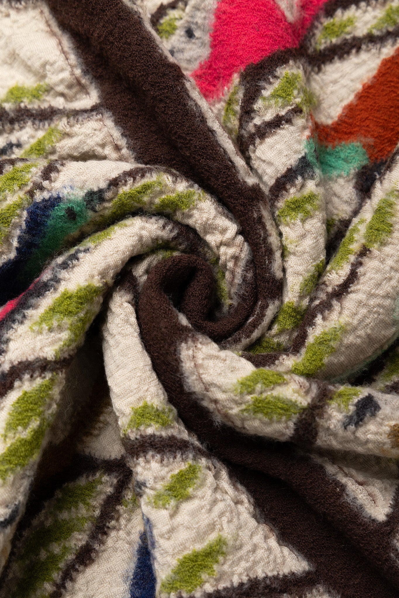 Fulling Wool HAPPY Scarf BIRD TREE - Beige